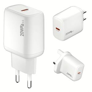 Adaptador de Corriente de 20W con Soporte de Protocolo Completo, Cargador de Pared USB C con Enchufe EU, US, UK, Carga Rápida QC3.0, con Caja - Product Image 1