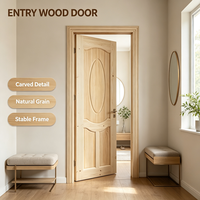 Solid Pine Timber Interior Door Uncoated Wood Door for Condo Bedroom Interior Fit Out