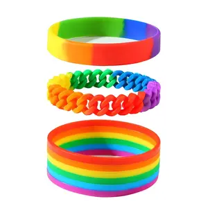Neue Mode Armband Charm Twist Armbänder Elastische bunte LGBT Regenbogen Silikon Armband für Frauen