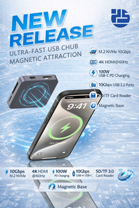 ฮับ USB-C แม่เหล็กพร้อมช่อง M.<span class=keywords><strong>2</strong></span> NVMe SSD, <span class=keywords><strong>3.2</strong></span> USB 10Gbps, HDTV 4K 60Hz, แท่น Pd 100W สำหรับสมาร์ทโฟนและแล็ปท็อป - Product Image 6