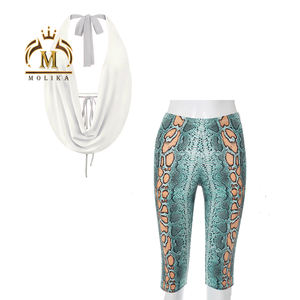 Set di pantaloncini da <span class=keywords><strong>donna</strong></span> alla moda Top camicia senza schienale e pantaloncini leopardati abbinati 2 pezzi Sexy Club due pezzi Set per <span class=keywords><strong>abbigliamento</strong></span> <span class=keywords><strong>donna</strong></span> - Product Image 6