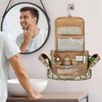 Trousse de Toilette de Voyage pour Hommes, Suspendable, à Ouverture Large, avec Crochet, Compartiments Secs et Humides, pour Soins de Rasage et Essentiels de Voyage, Sac de Douche