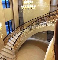 Escalier en fer forgé d'usine, balustrade en cuivre et aluminium pour hôtel, main courante sculptée en métal pour villa