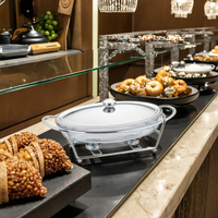 Couvercle en forme d'oeuf Table à manger Verre résistant aux hautes températures Température constante Gaz Puissance Alcool Four à carburant Four de buffet argenté