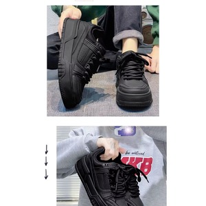 Spring Trend Men's Shoes Versatile Sporty Casual Pure Black Low-<b>Top</b> Sneakers Thick-Soled Shock Mesh Upper <b>PVC</b> Outsole - Product Image 4