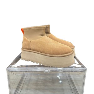Bottes de neige unisexes en cuir et laine de haute qualité, à semelle épaisse, doublées de fourrure, plateforme haute, confortables et décontractées - Product Image 1