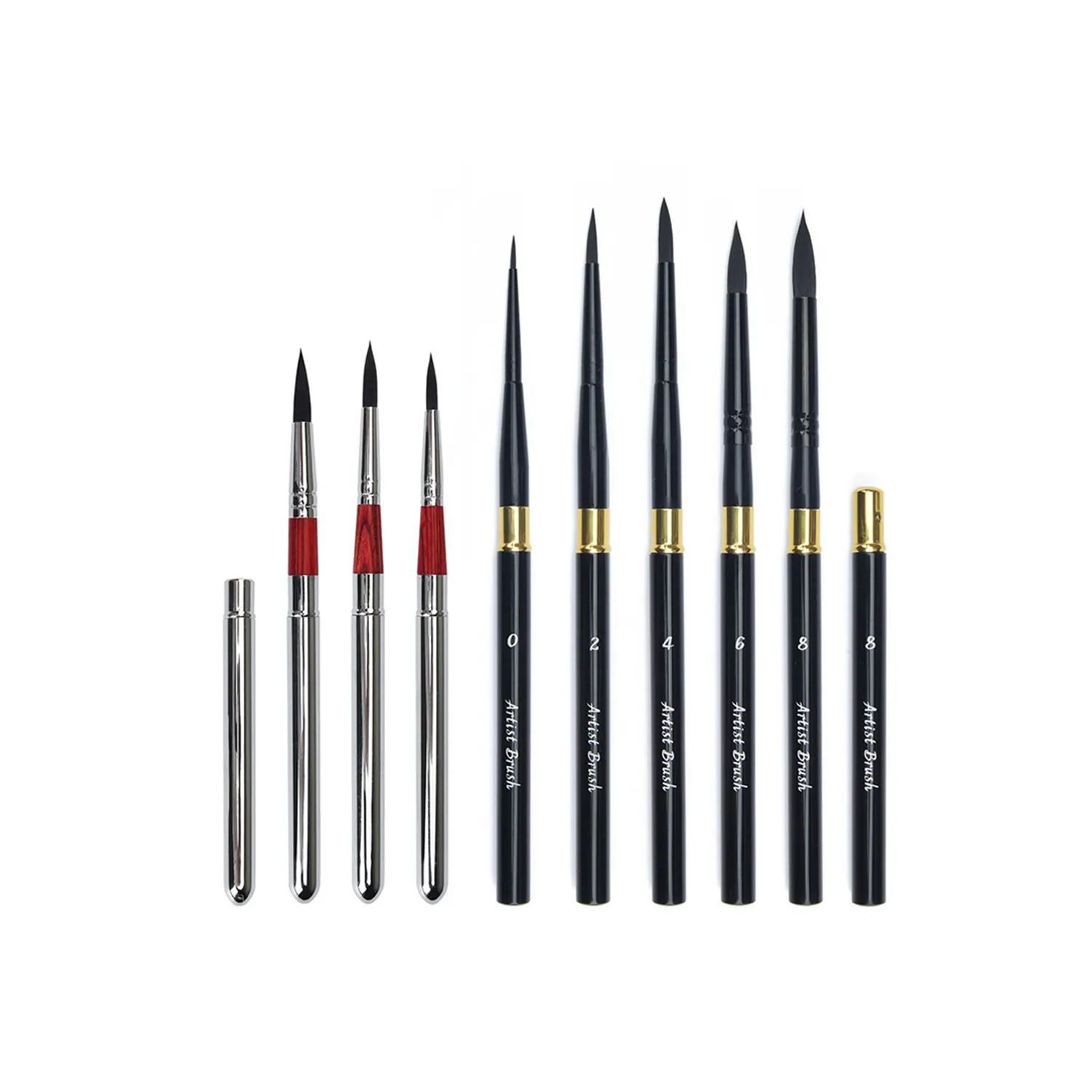 OEM Factory Price Reise-Pinsel 3er-Set Kolinsky Sable Brushes Kompaktes Reise-Malpinsel-Set