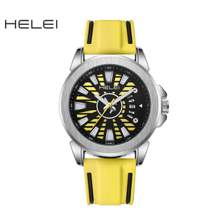 HELEI Nouvelle Montre à Quartz Étanche pour Homme avec Bracelet en Silicone Bicolore, Modèle Tendance et Très Vendu à l'Étranger, Idéale pour Étudiants - Product Image 5