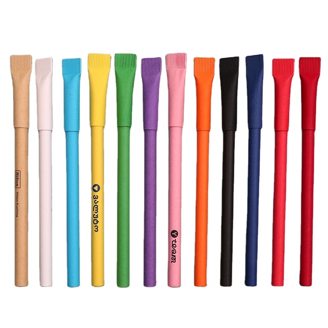 Eco-Friendly Biodegradable Wooden Pulp Writing Pen Bulk Supply for Office & School Promotional Paper Pen