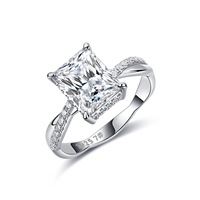 Bague en Moissanite taille Radiant, Argent Sterling 925, Halo caché, Bague à double sangle, 3 carats 7x9mm, Couleur D VVS1, Bijoux pour Femme