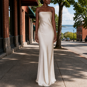 Vestido de Noche Elegante de Satén con un Solo Hombro, Corte Sirena, Largo hasta el Suelo, Abertura Lateral, Cintura Natural, Color Sólido, para Todas las Temporadas - Product Image 2
