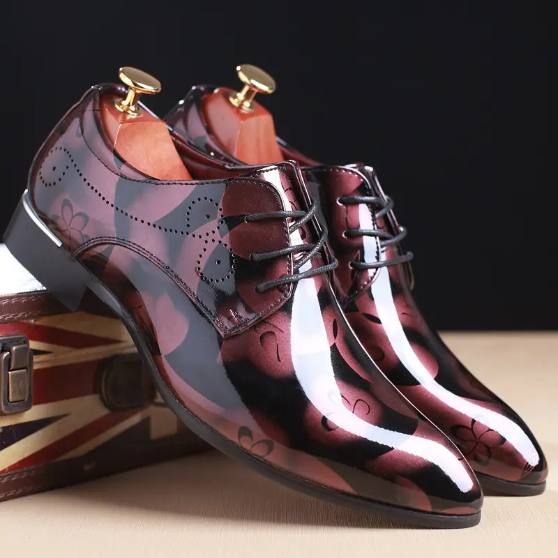 2023 Design Office Men Dress Shoes Floral Pattern Formal Leather Luxury Fashion Wedding Men Oxford Shoes for Man