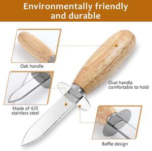 Stainless Steel Open oyster <b>Knife</b> With Wood Handle for Seafood <b>Tools</b> - Product Image 4