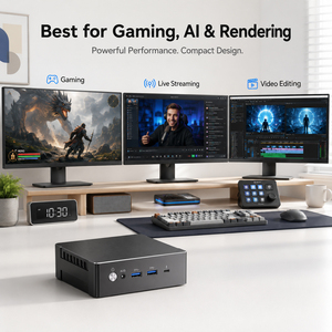 Mini <span class=keywords><strong>PC</strong></span> Bisnis AMD Ryzen 9 6900HX Radeon 680M 64GB DDR5 M.2 NVMe SSD WiFi 6E Dual LAN USB4 Windows 11 Komputer Kantor Ringkas - Product Image 5