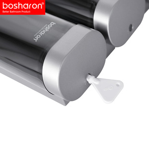 3 Chamber Wall Mounted Hotel Push Shower Gel Shampoing Hair Body Distributeur de savon en plastique ABS Distributeur manuel de liquide Savon liquide - Product Image 3