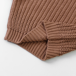 Offre Spéciale garder au chaud 100% coton personnalisé gros tricot surdimensionné marron tricoté nouveau-né bébé pull pull enfants pull bébé pull - Product Image 6