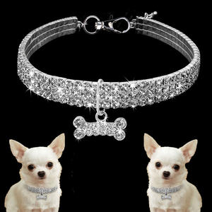 <span class=keywords><strong>Collar</strong></span> de perro pequeño de piedra preciosa de 3 filas de diamantes de imitación de cristal Bling Stone - Product Image 2