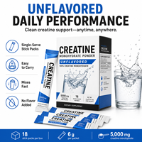 Créatine monohydrate en poudre testée en laboratoire, 5g par sachet, pure, sans arôme, complément alimentaire pour soutenir l'énergie musculaire des adultes, 18 sachets, marque privée