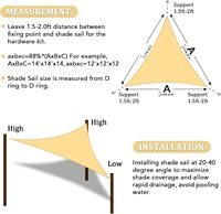 Voile d'ombrage triangulaire 16'x16'x16' en HDPE perméable pour patio, jardin, terrasse, pergola, cour (tailles personnalisées disponibles)