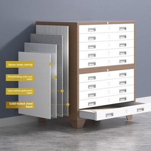 Armoire de classement multi-tiroirs en acier sur mesure pour le stockage de dessins techniques et de données de bureau, avec un design minimaliste moderne - Product Image 3