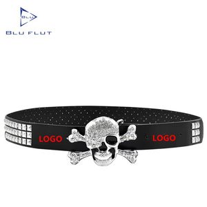 Cintura in Pelle con Ciondolo Teschio in Strass di Alta Qualità, Stile Western Cowboy, Personalizzabile, per Uomo e Donna, Accessorio per Pantaloni, Vendita all'Ingrosso - Product Image 1