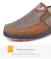 Chaussures décontractées pour hommes, essentielles pour les voyages, en tissu respirant, doublure en coton, semelle souple, à enfiler, style papa, fourniture directe d'usine