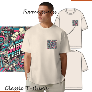 FLN <span class=keywords><strong>2026</strong></span> T-shirt Oversize di Alta Qualità 100% Cotone, Abbigliamento Streetwear con Spalle Scese, Maglietta Vintage Stampata per Uomo - Product Image 6