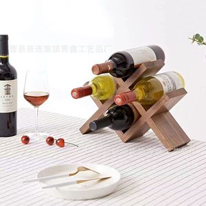 Solid Wood Diamond Wine Rack 4 Bottle <b>Desktop</b> Freestanding Holder Display Storage - Product Image 2