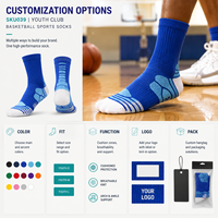 Chaussettes de sport de basketball pour jeunes, pour la vente au détail, avec développement d'emballage de vente au détail