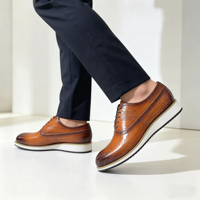 Chaussures en cuir pour hommes, baskets habillées à semelle épaisse, chaussures décontractées de bureau confortables, chaussures de marche décontractées