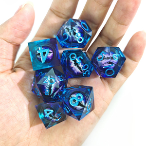 Dados de núcleo líquido de ojo de dragón DND D & D RPG Dungeons and Dragons juego de rol dados poliédricos de resina de borde afilado - Product Image 5