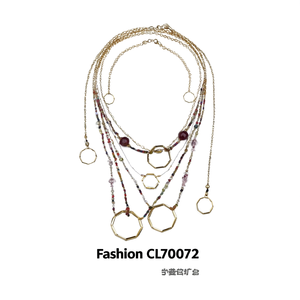 สร้อยคอแฟชั่น CL70072 สไตล์โบฮีเมียน ชุบทอง ประดับคริสตัลและเพชรเทียม ดีไซน์หลายชั้น ประดับลูกปัด สวยสง่างามและมีสไตล์ เหมาะสำหรับงานปาร์ตี้ - Product Image 2