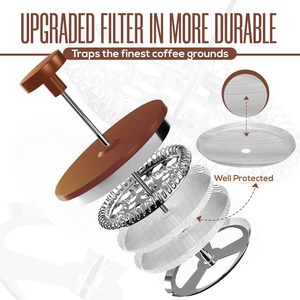 Rose Gold Electroplating Double Wall Stainless Steel Eco-friendly Portable Travel <b>Coffee</b> French Press with Lid Transparent - Product Image 3