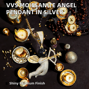 Pendentif Géométrique en Argent Sterling 925 Plaqué Rhodium avec Moissanite Taille Brillant et Sertissage Griffe, Bijoux Bling pour Rapper, Idéal pour le Dropshipping - Product Image 2