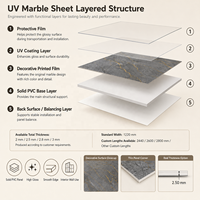 Panneau mural en PVC brillant MORLENX gris anthracite effet marbre UV pour projets de rénovation de halls d'accueil haut de gamme