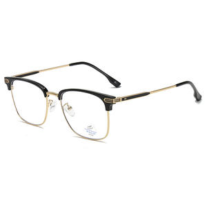 Lunettes anti-lumière bleue Qianai pour hommes, monture demi-cerclée, verres AC, pont moyen, monture quadrilatère, origine Taizhou - Product Image 3