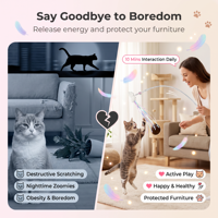 Jouet pour chat en peluche et plumes de polyester, baguette interactive pour l'entraînement et le jeu en intérieur pour chatons et animaux domestiques