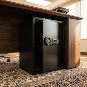 Armário de Segurança em Aço de Alta Segurança com Fechadura por Impressão Digital e Chave, Cofre para Joias e Dinheiro para Hotel, Casa ou Escritório - Product Image 1