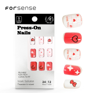 Forsense rouge mignon presse courte sur les <span class=keywords><strong>ongles</strong></span> avec conception <span class=keywords><strong>faux</strong></span> <span class=keywords><strong>ongles</strong></span> <span class=keywords><strong>kawaii</strong></span> gros dessin animé <span class=keywords><strong>faux</strong></span> <span class=keywords><strong>ongles</strong></span> artificiels pour les filles - Product Image 2