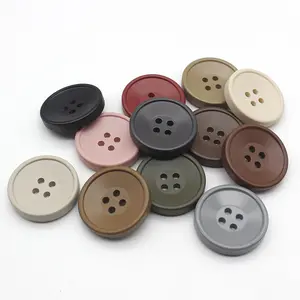 Wholesale Colorful Round 4-Holes Matte Resin Button for Sweater Coat Windbreaker