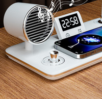 Chargeur sans fil 4 en 1, lampe de table LED avec haut-parleur, horloge numérique, station de charge rapide 15W pour iPhone Samsung