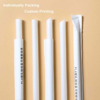 Pailles biodégradables en PLA emballées individuellement, 6 mm et 12 mm, avec impression personnalisée pour boissons froides et chaudes