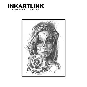 INKARTLINK - Pegatinas de Tatuajes Temporales para el Cuerpo, Diseño de <span class=keywords><strong>Medusa</strong></span> y Calavera, Resistentes al Agua, Ecológicas, Duran 15 Días, Paquete al por Mayor - Product Image 3