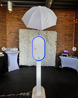 Cabina de Fotos Portátil Ovalada con Soporte para Impresora, Fácil de Montar, para iPad y Cámara DSLR, con Ventilador Integrado y Estuche