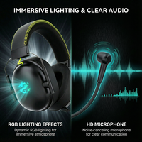 Casque de jeu filaire USB sur-oreille PJT-DEP2491 avec audio spatial et éclairage RGB étanche IPX4 pour la musique