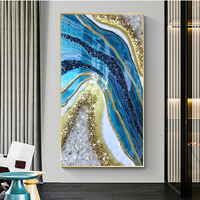 Peinture murale décorative de luxe, en cristal, or, moderne et Simple, pour salon, fond de canapé, décoration, bleu à suspendre