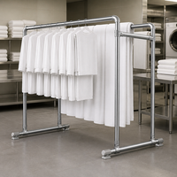 Séchoir à linge mobile à double tringle en acier inoxydable, support autoportant pour vêtements, solution de rangement compacte