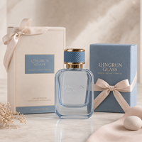 Flacon de parfum vide réutilisable en verre transparent, flacon de parfum carré plat en verre avec couvercle, 50 ml, 30 ml, 100 ml