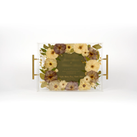 Sous-verre rond créatif en résine acrylique avec fleurs séchées, isolation thermique, pour boissons et tasses