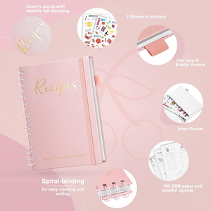 Carnet de recettes vierge à spirale et couverture rigide <span class=keywords><strong>pour</strong></span> journal de cuisine personnalisé, organiseur de papeterie, cadeau de cuisine - Product Image 4